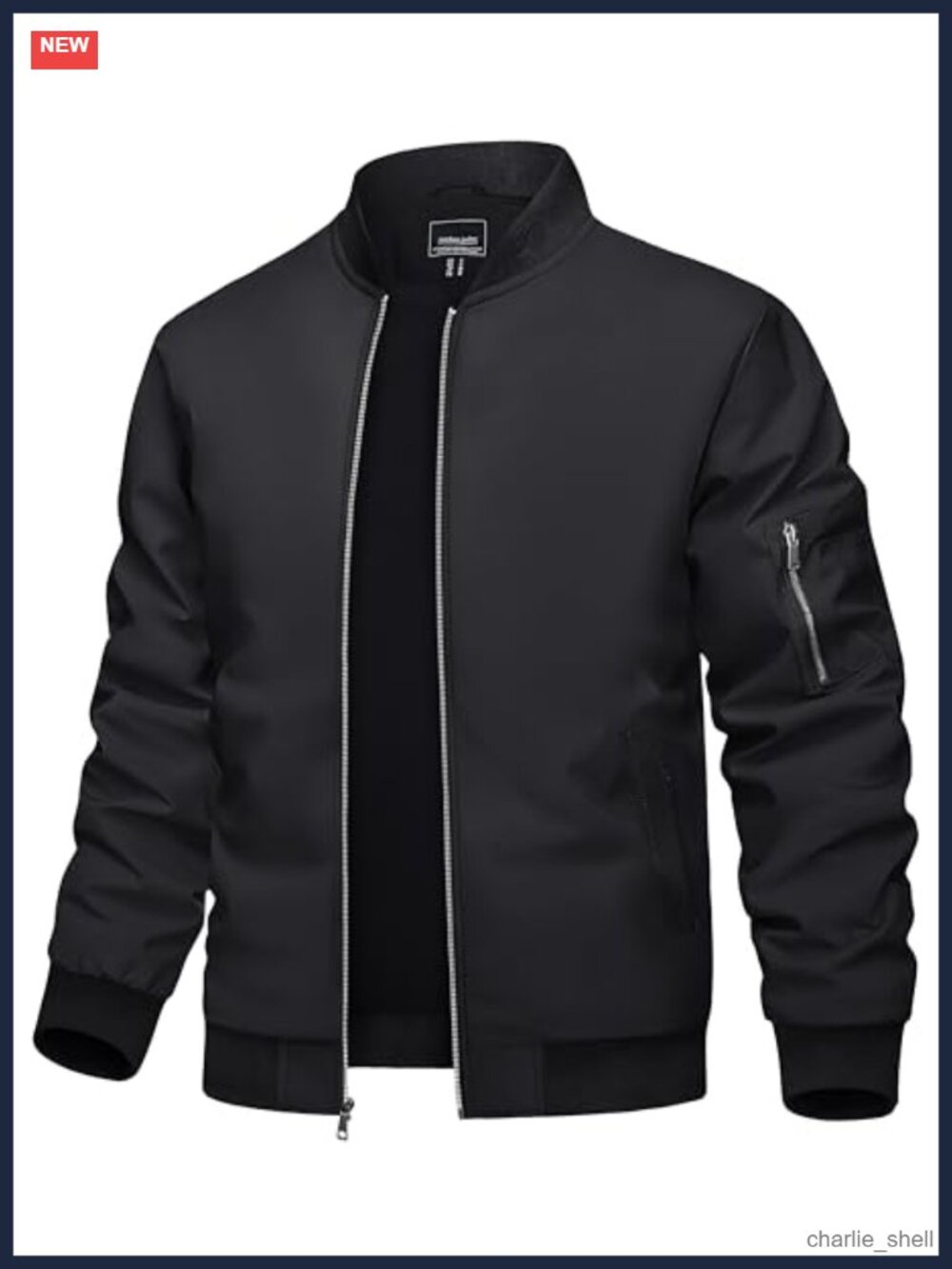Men's Polyester Bomber Jacket Lightweight Zip Up Windbreaker with Pockets